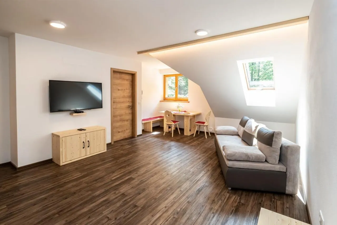 Apartma E: dnevni prostor s kuhinjo